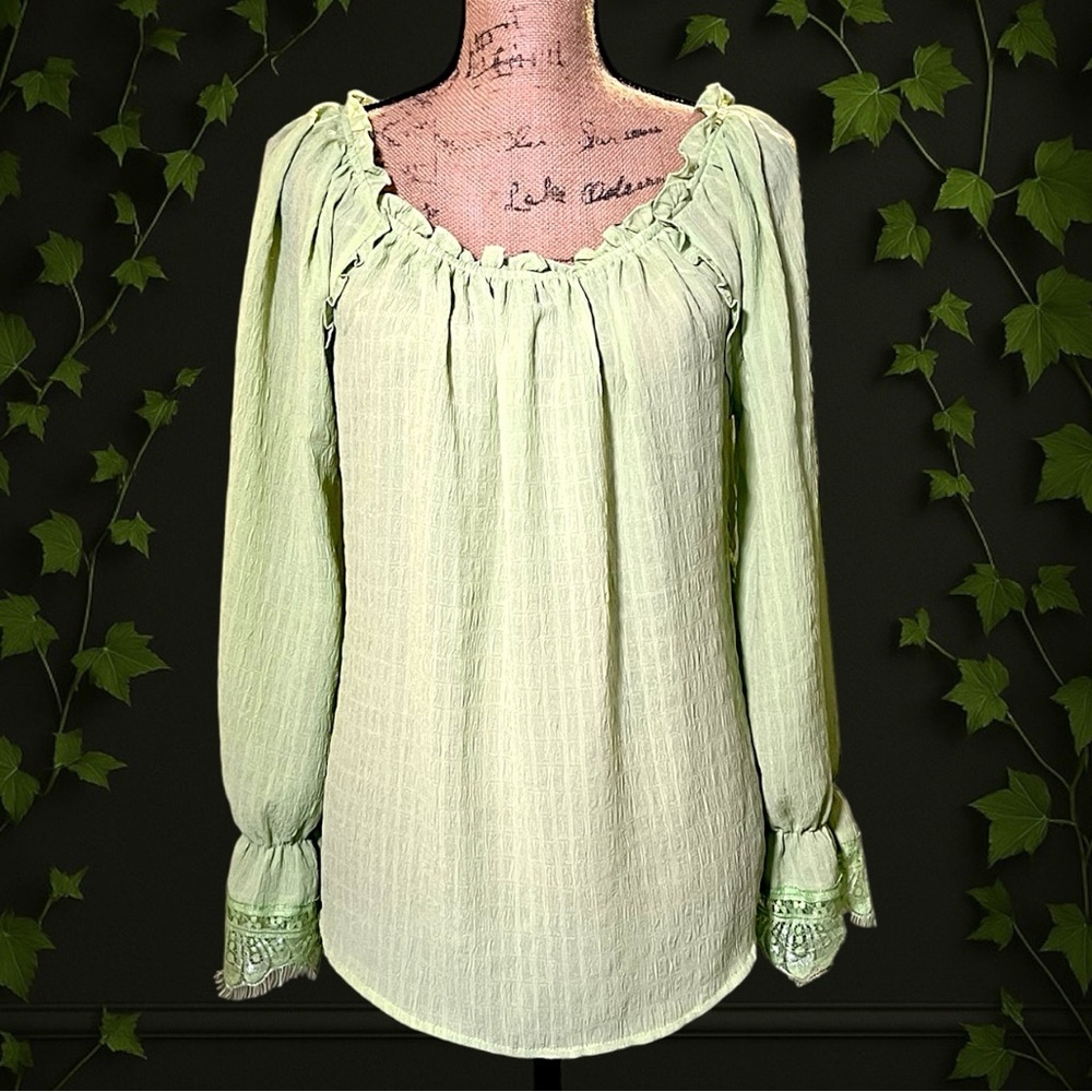 Melissa Paige Lime Off-Shoulder Blouse Size M